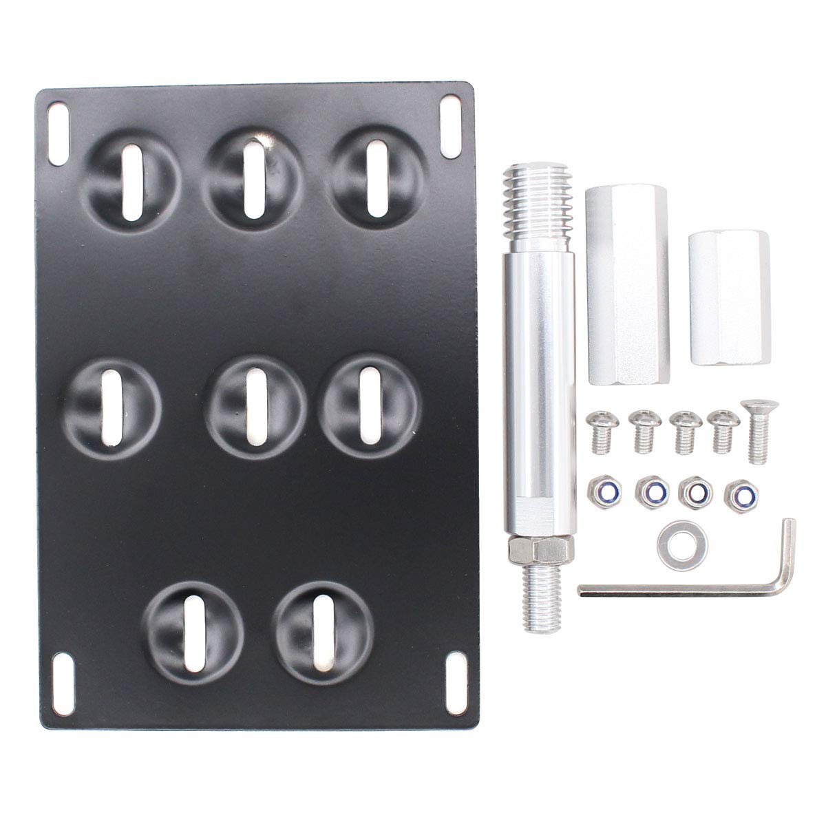 XtremeAmazing Front Bumper Tow Hook License Plate Mount Bracket Holder Bolt Relocation Kit