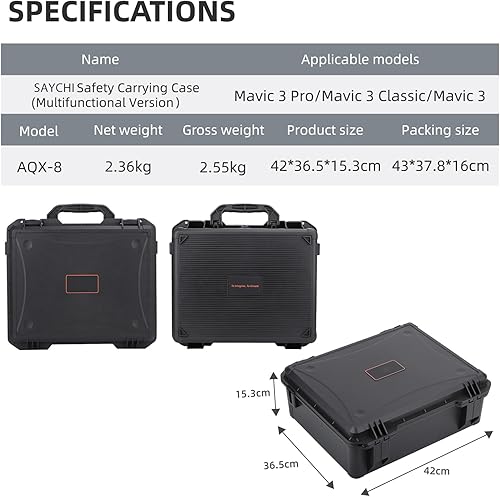 Miniatura 7 de SYACHI Funda para DJI Mavic 3 ProMavic 3 ClassicMavic 3 Fly, funda rígida impermeable para dron, gran capacidad, a prueba de golpes, funda de viaje