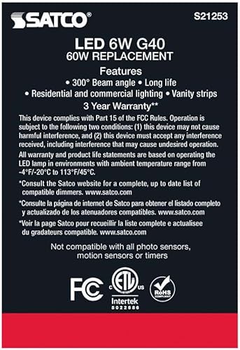 Miniatura 7 de Satco S21253 6G40CLLEDE26930120V - Paquete de 6
