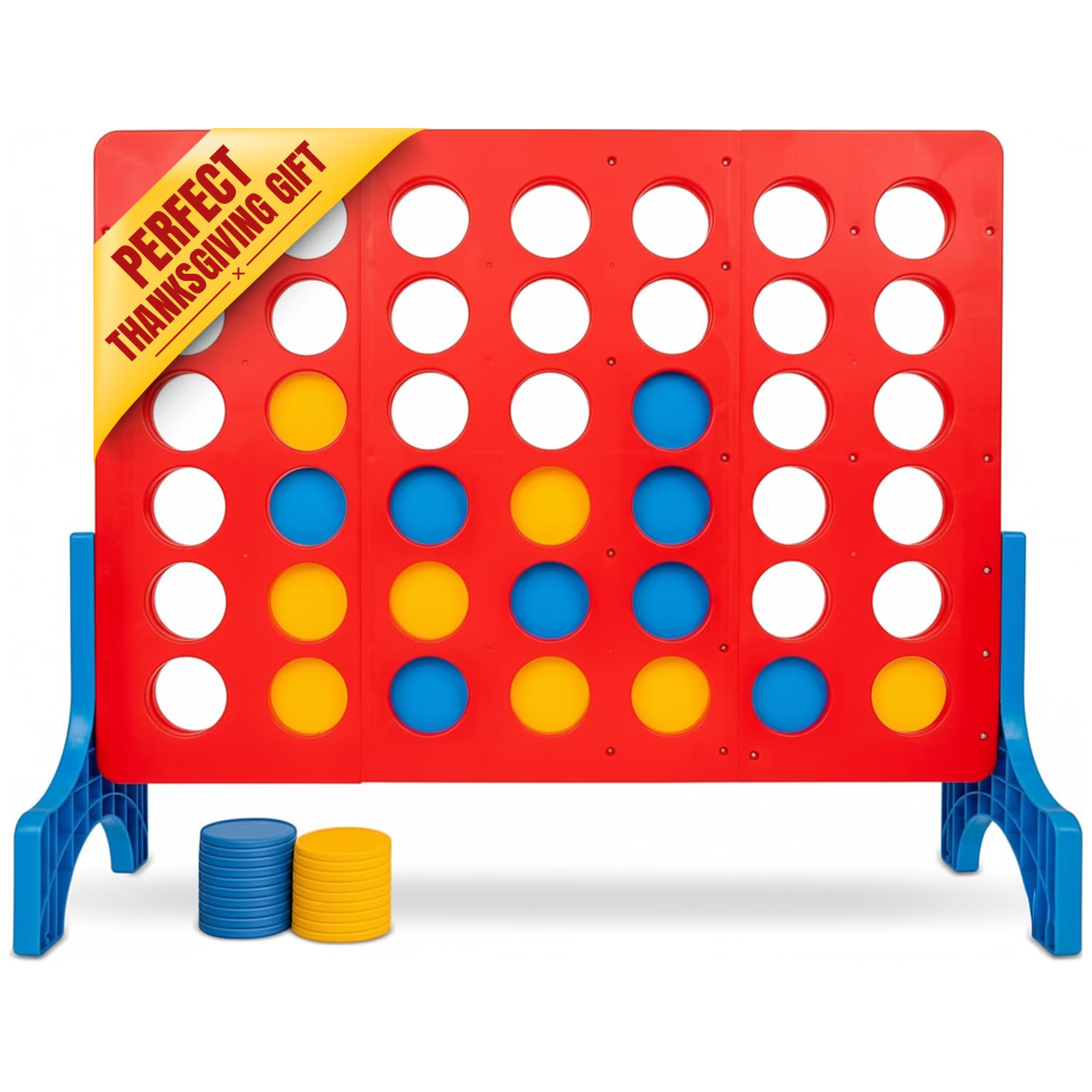4" Continuous Connection Game, Jumbo 4 Vs Score Indoor & Outdoor Game, Great for Kids and Adults, Huge Family Fun Lawn & Garden Games, Great Strategy Game for Holiday Parties and Family Reunions