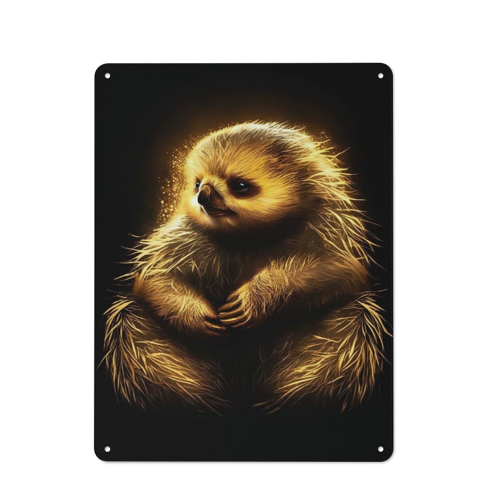 Junmoney Gold Black Sloth Cottage Style Metal Wall Decor 40X30cm, Farmhouse Metal Sign For Farmhouse Kitchen, Pantry Or Dining Area
