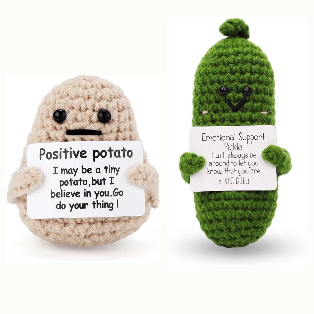 WASTIME Funny Knitted Wool Doll Toy With Positive Card - Creative Cute