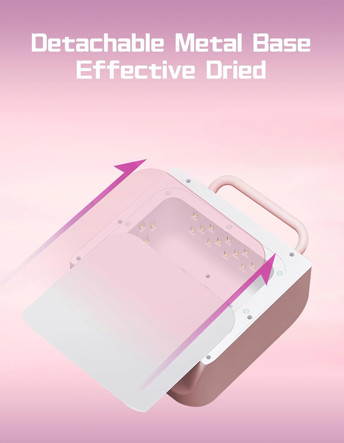Pink UV Light for Nails 220W Cordless Rechargeable LED Nail Lamp with 3 Timer Modes, Portable Handle USB Curing Lamp Professional Nail Dryer (Pink)