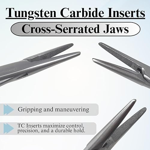 Miniatura 6 de T/C PREMIUM O.R GRADO MAYO HEGAR PORTAAGUJAS 7" SERRADO CON INSERTOS DE CARBRO DE TUNGSTENO (HTI BRAND)