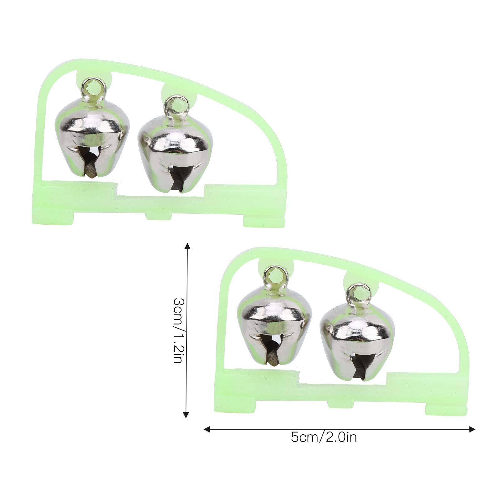 equlup Night Fishing Rod Bite Alarm, 30pcs Luminous Twin Bells Fishing Indicator Bow Shape Fish Bait Alert with Twin Bells for Night Fishing