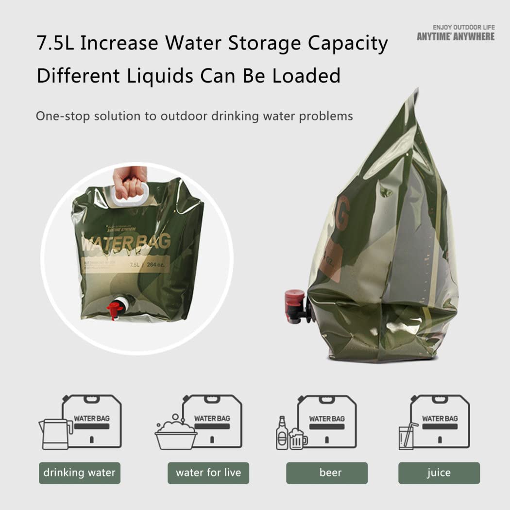 2 Piezas Bidón Agua Plegable 7.5L + 1 Piezas Balde 20L, Bolsa de Contenedor de Agua de Emergencia, Bolsa de Almacenamiento de Agua Portátil Plegable para Deportes,Montañero,Fiesta