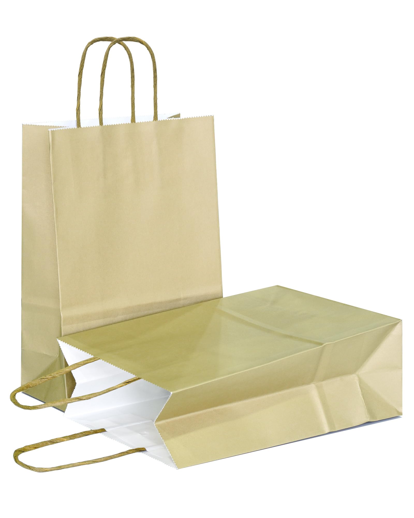 AZOWA Bronzing Gold Gift Bags Mini Kraft Paper Bags with Handles (4.7 x 2.4 x 6 in, Gold, 25 Pcs)