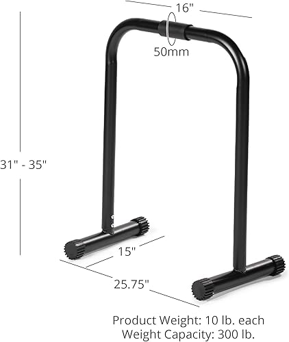 Miniatura 9 de Titan Fitness Barras de inmersión, paraletas independientes, estación de inmersión de altura ajustable, barras paralelas resistentes para el hogar,