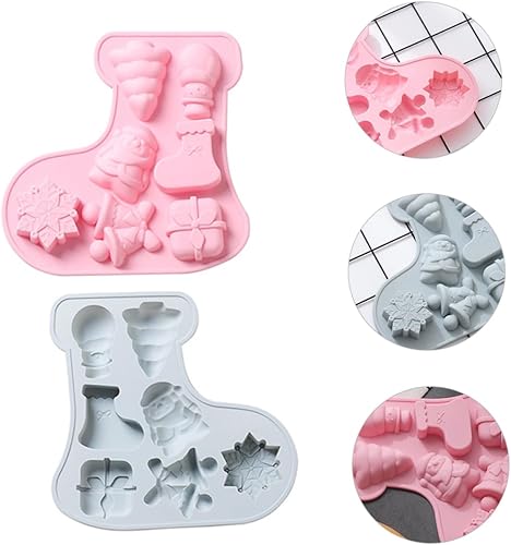 Miniatura 7 de NOLITOY Molde de Navidad de silicona para hornear árbol de Navidad, molde de silicona para manualidades, pasta de goma de mascar, decoración de