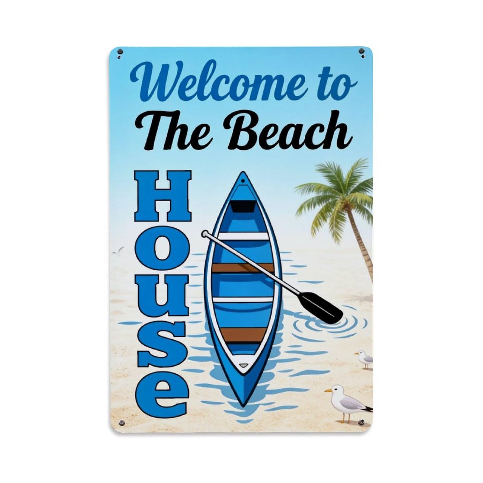 Welcome To The Beach House Tin Sign Metal Poster Vintage Metal Signs for Home Man Cave Bar Cafe Kitchen laundry room Wall Decorations Gift 8x12Inch