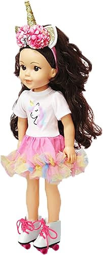 Miniatura 3 de American Fashion World Patines blancos y rosa intenso para muñecas de 14 pulgadas  Calidad premium y diseño moderno  Zapatos de muñecas  Moda de