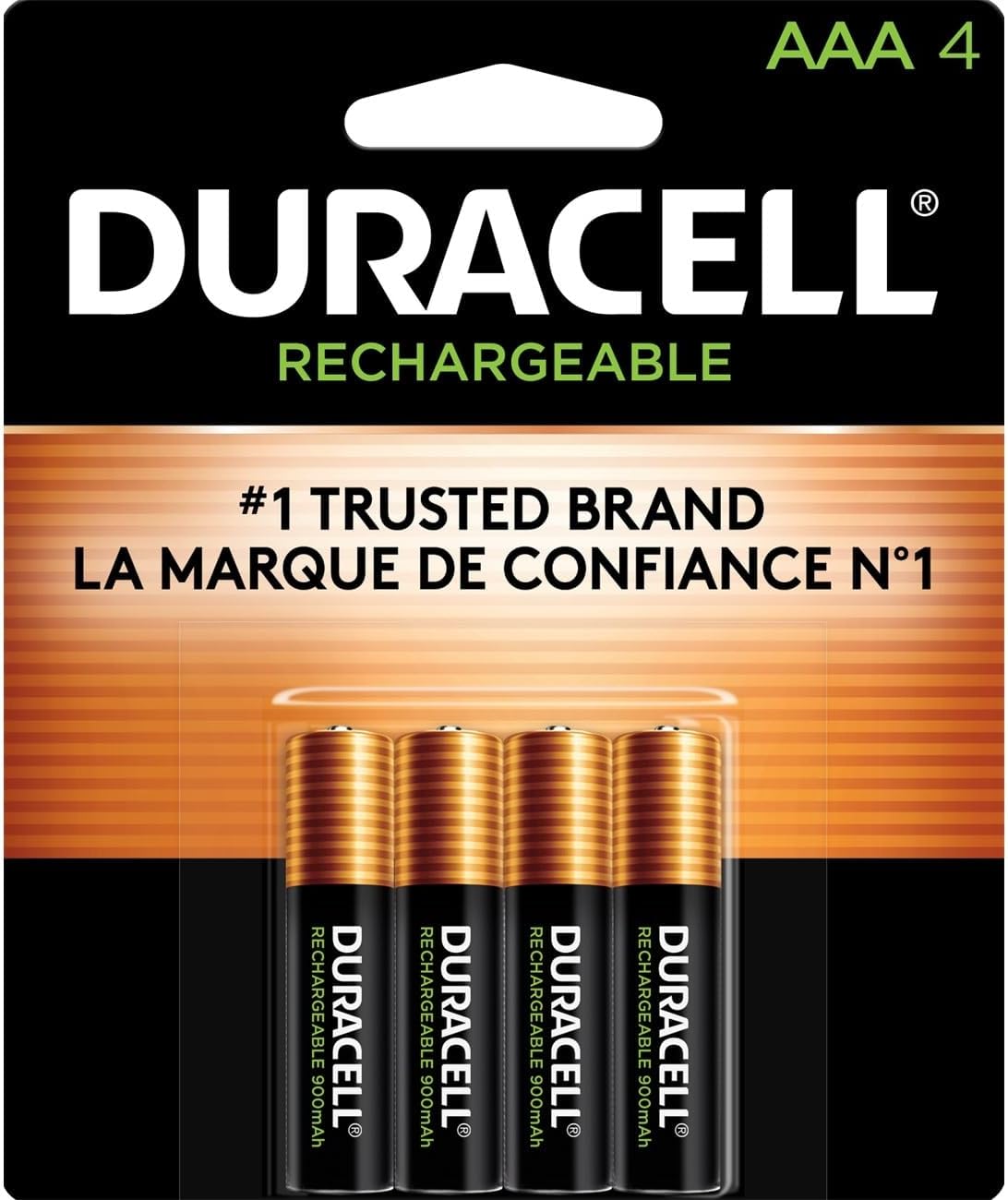 Duracell Rechargeable AAA Batteries, 4 Count Pack, Triple A Battery for Long-lasting Power, All-Purpose Pre-Charged Battery for Household and Business Devices (4 Count (Pack of 1)) Thumbnail