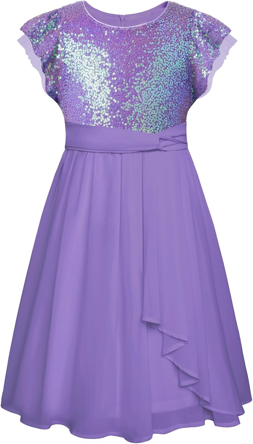 GRACE KARIN Girls Sequin Dress Party Birthday Prom Formal Fancy Midi Dress 5-12 Years - Image 6