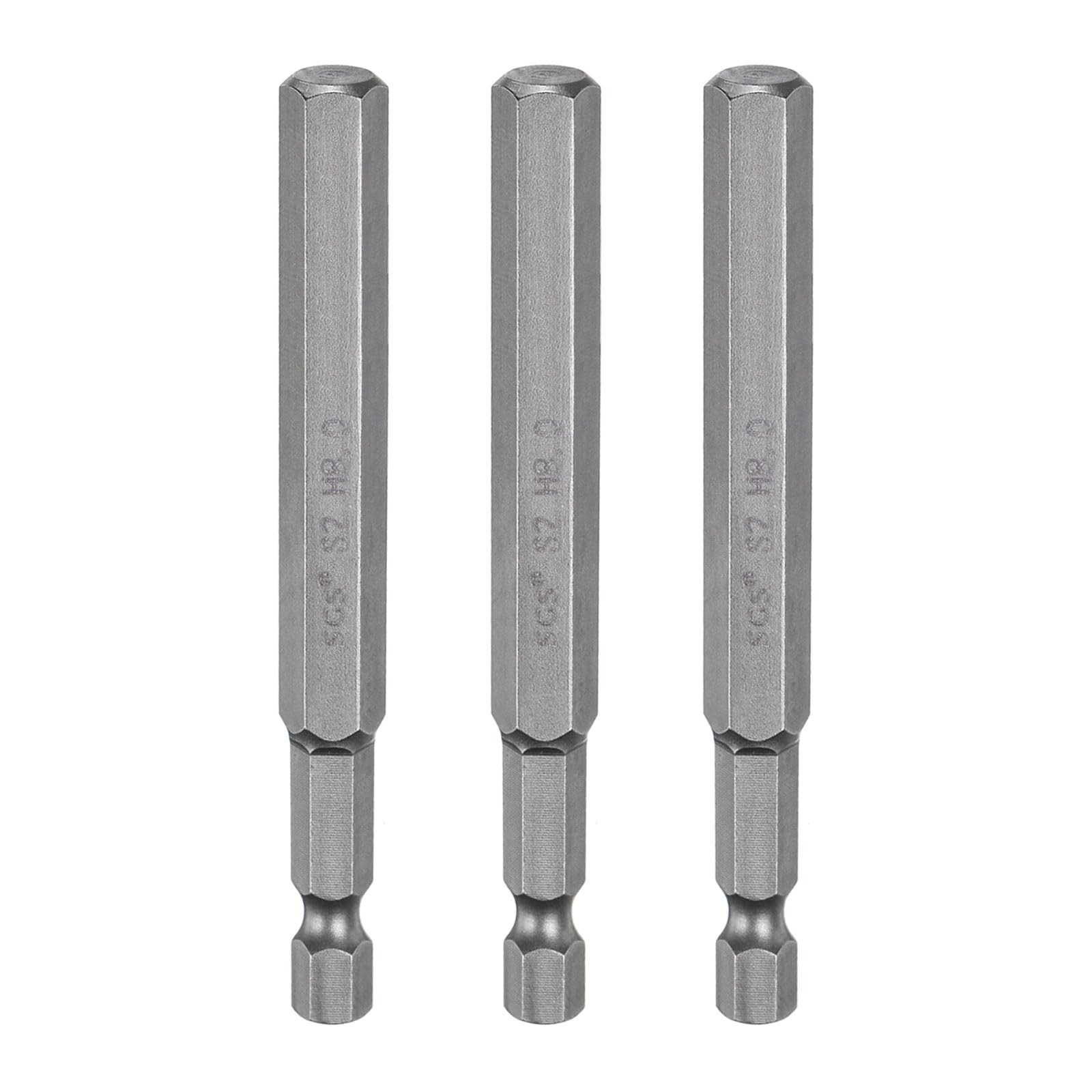 sourcing map 3pcs H8.0 Hex Head Drill Bit Wrench 8mm Metric Flat Tip 1/4" Hex Shank 80mm (3.15") Long Magnetic Hexagonal Screw Driver Socket Industrial Screwdriver Power Bits — image 1