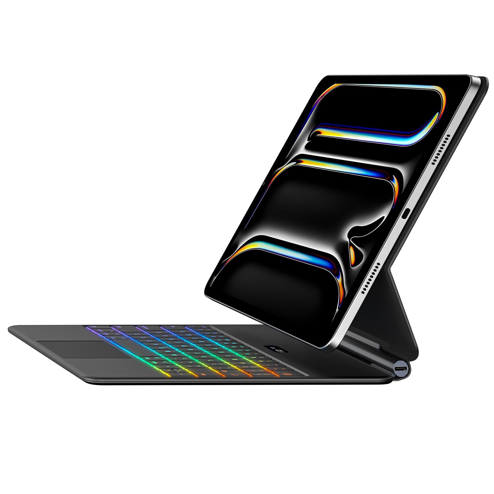 Jibrealg Keyboard Case for iPad Pro 13 Inch (M4) 2024, Ultra-Slim Magic Keyboard with Multi-Touch Trackpad, 7 Colors Backlight, Floating Cantilever Stand, iPad Pro 13 Inch Case