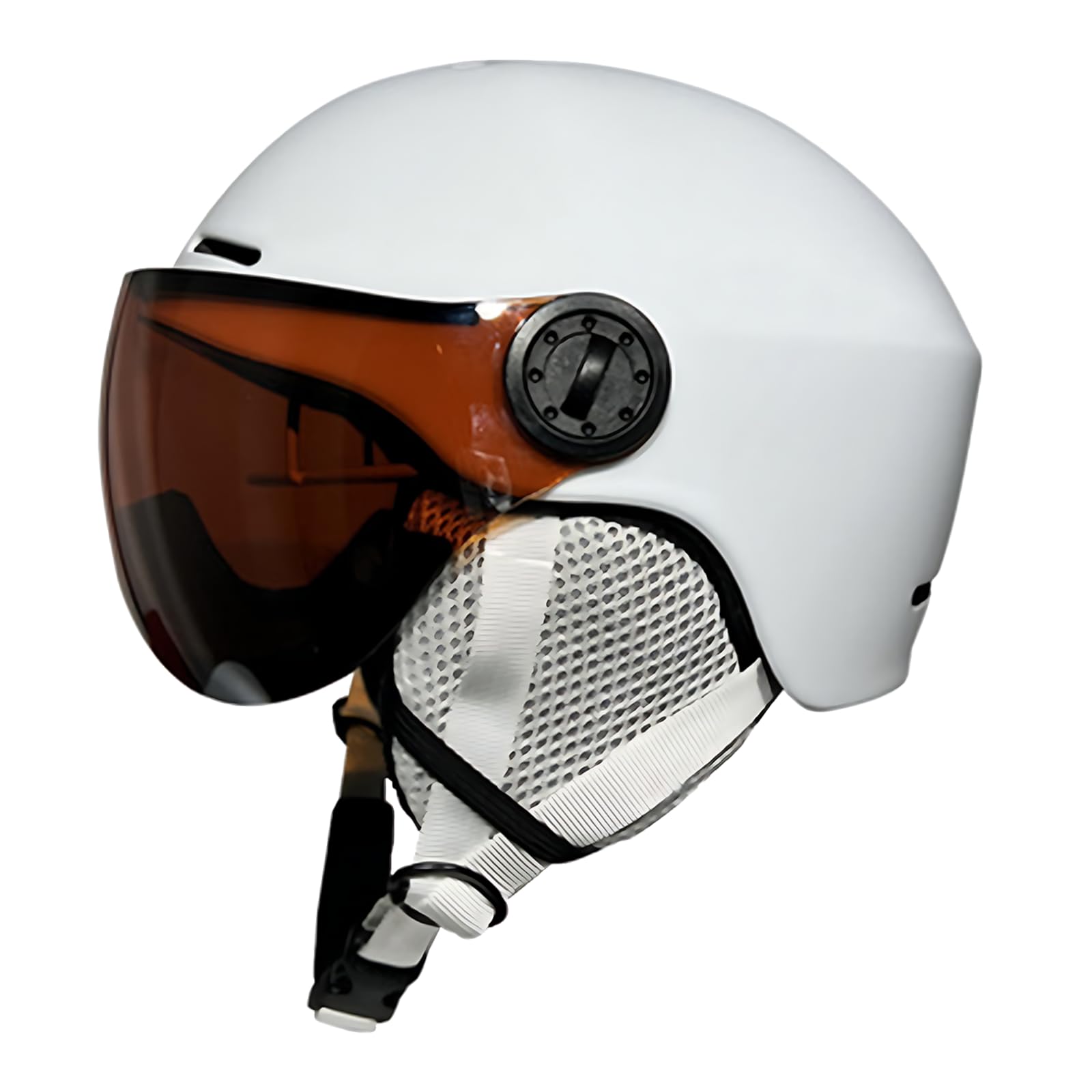 Kask narciarski z wizjerem, kask śnieżny XL dla mężczyzn i kobiet, model kask snowboardowy ze zintegrowaną osłoną gogle, lekki, matowy, biały, nakrycie głowy do narciarstwa zjazdowego, sportów