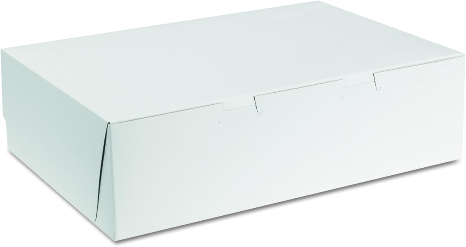 Southern Champion Tray 1025 Premium Clay Coated Kraft Paperboard White Non-Window Sheet Cake and Utility Box, 14" Length x 10" Width x 4" Height, 1/4 Sheet (Case of 100) White Non-Window 14" x 10" x 4"