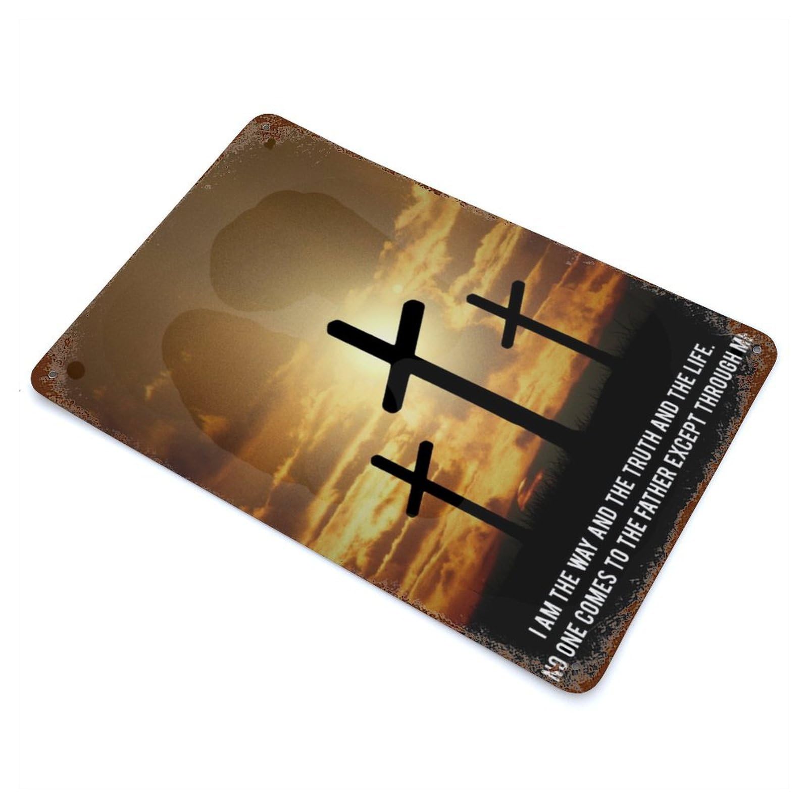 Christ Our Lord Aged Metal Wall Plaque 11.8"x7.9", Farmhouse Wall Decor for Patio, Garden Room And Bar Decor