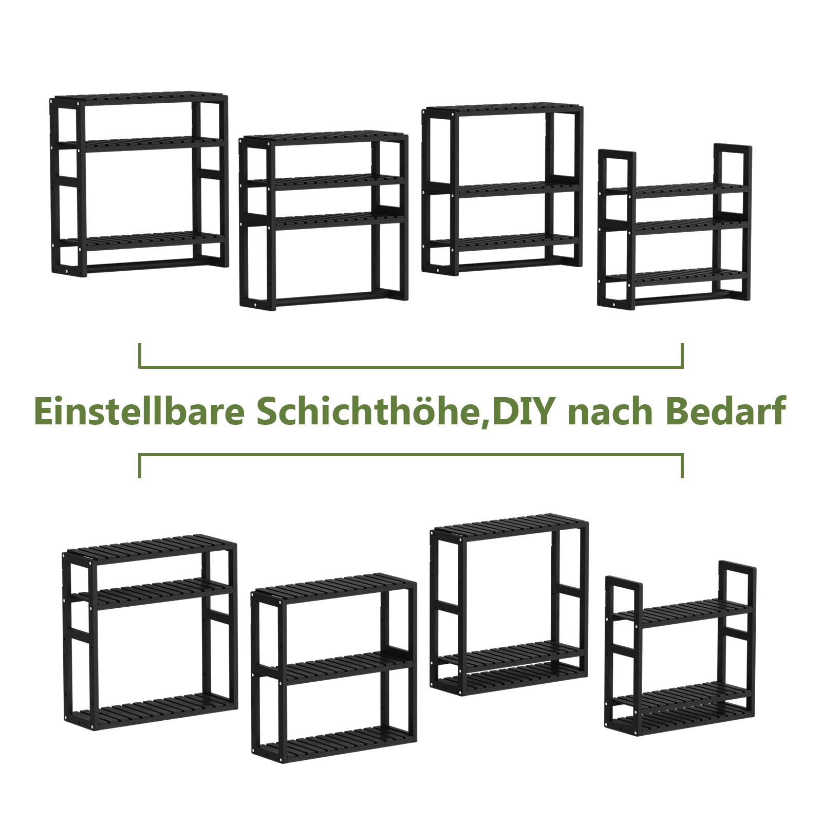 Bamworld Badezimmer Regal Badmöbel Bambus 3 Etagen Organizer Badezimmermöbel Für die Wand Platzsparend Modern （Schwarz）（42x15x42cm）