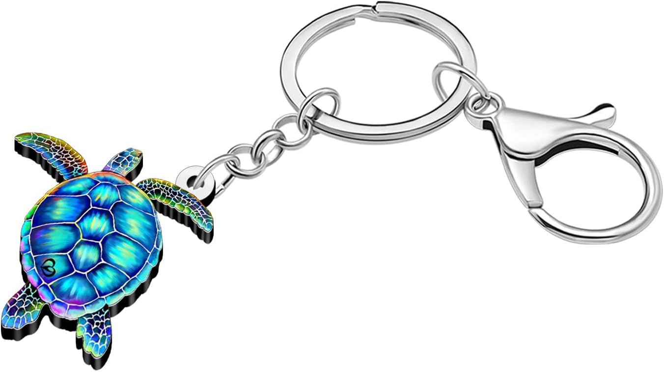 WEVENI Acrylic Turtle Keychain Ocean Tortoise Animal Charms Sea Turtle Gifts for Women Kids Girls Purse Backpack Accessories image 2