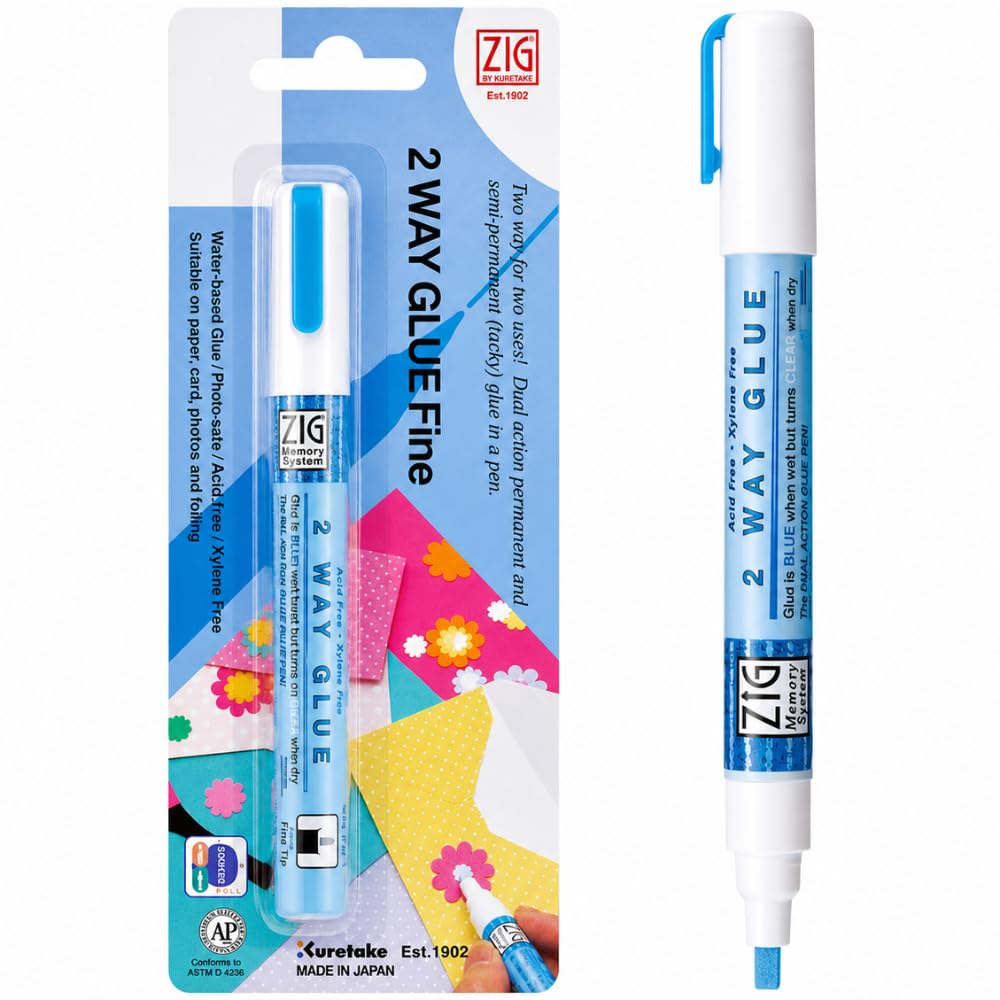 ZIG Memory System 2 Way Glue Pen Chisel Tip | Dual Action Adhesive Permanent & Repositionable | Acid-Free Photo Safe Craft Glue for Scrapbooking, DIY & Office Use | Made in Japan-image-8