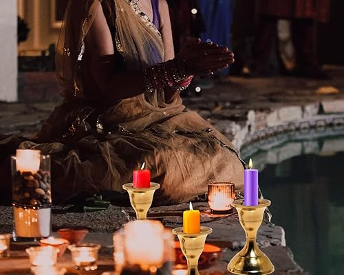 Miniatura 9 de Juego de 2 portavelas de latón de metal, forma tradicional, se adapta a diámetros de candelabros estándar, decoración del hogar y oficina, artículo