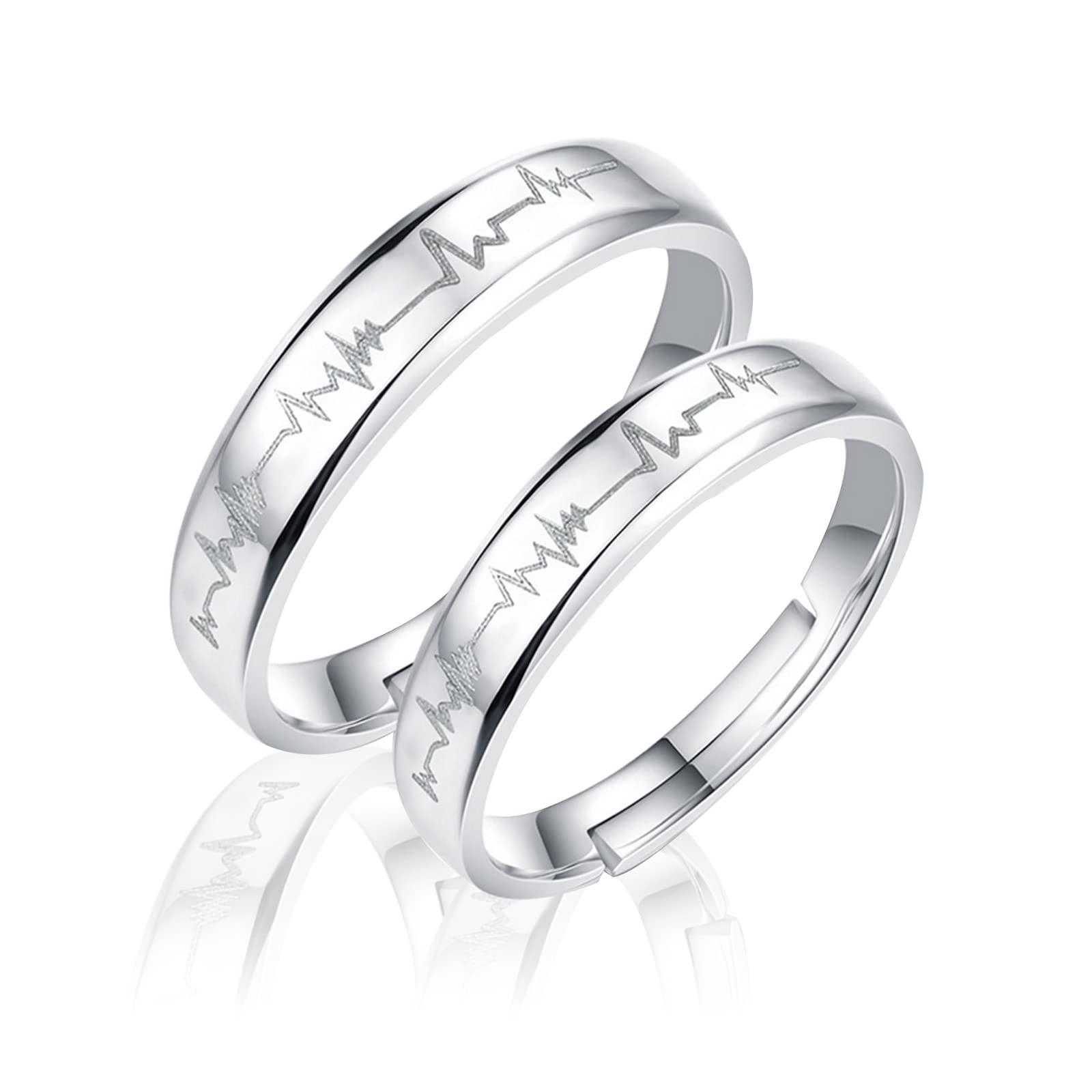 Couples Rings Set Matching Promise Rings Adjustable Wedding Trendy Titanium Stainless Steel Rings for Couples Valentines Day Jewelry