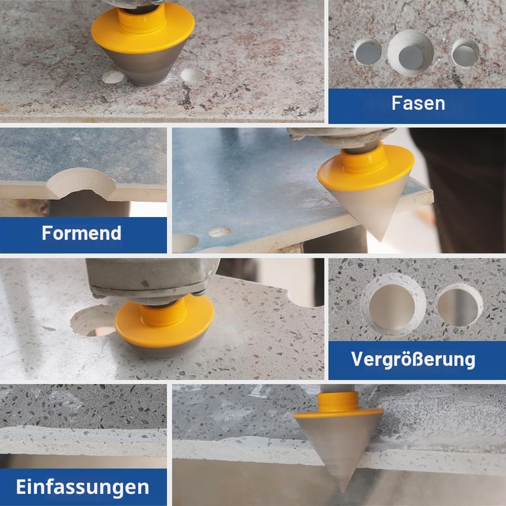 Diamant Fingerfräser - HIGHDRIL 35mm Diamant-Fasenfräser mit M14 Gewinde zum Vergrößern und Beschneiden bestehender Löcher in Porzellan, Keramik, Marmor, Granit