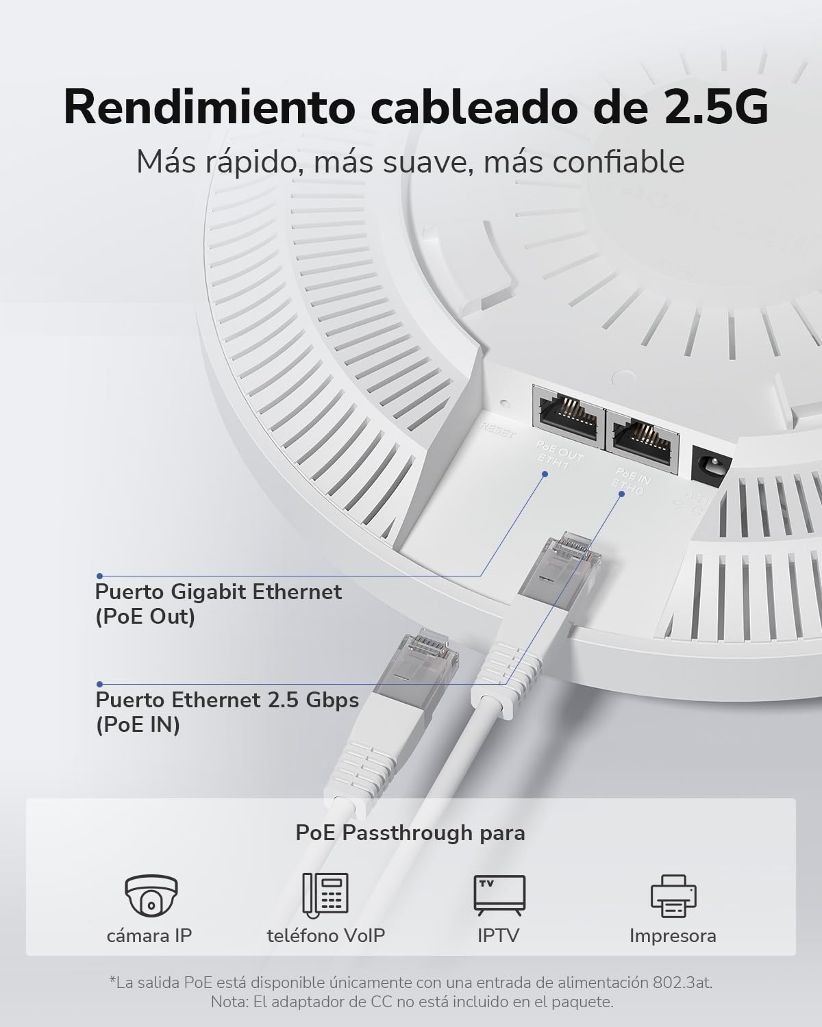 Cudy BE3600 Punto de Acceso Inalámbrico Wi-Fi 7 de Doble Banda, 4 Transmisiones, Puerto 2.5G, MU-MIMO, Cudy App Control, Roaming sin Costuras, Alimentación PoE o CC, AP3600