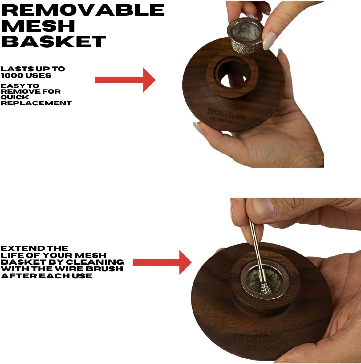 Cocktail Smoker Accessories Kit. Two Premium Rock Glasses, Six Variety of Smoke Dust, Four Coasters, Extra Wire Brush, Mesh Basket and Spoon by Smokeshow