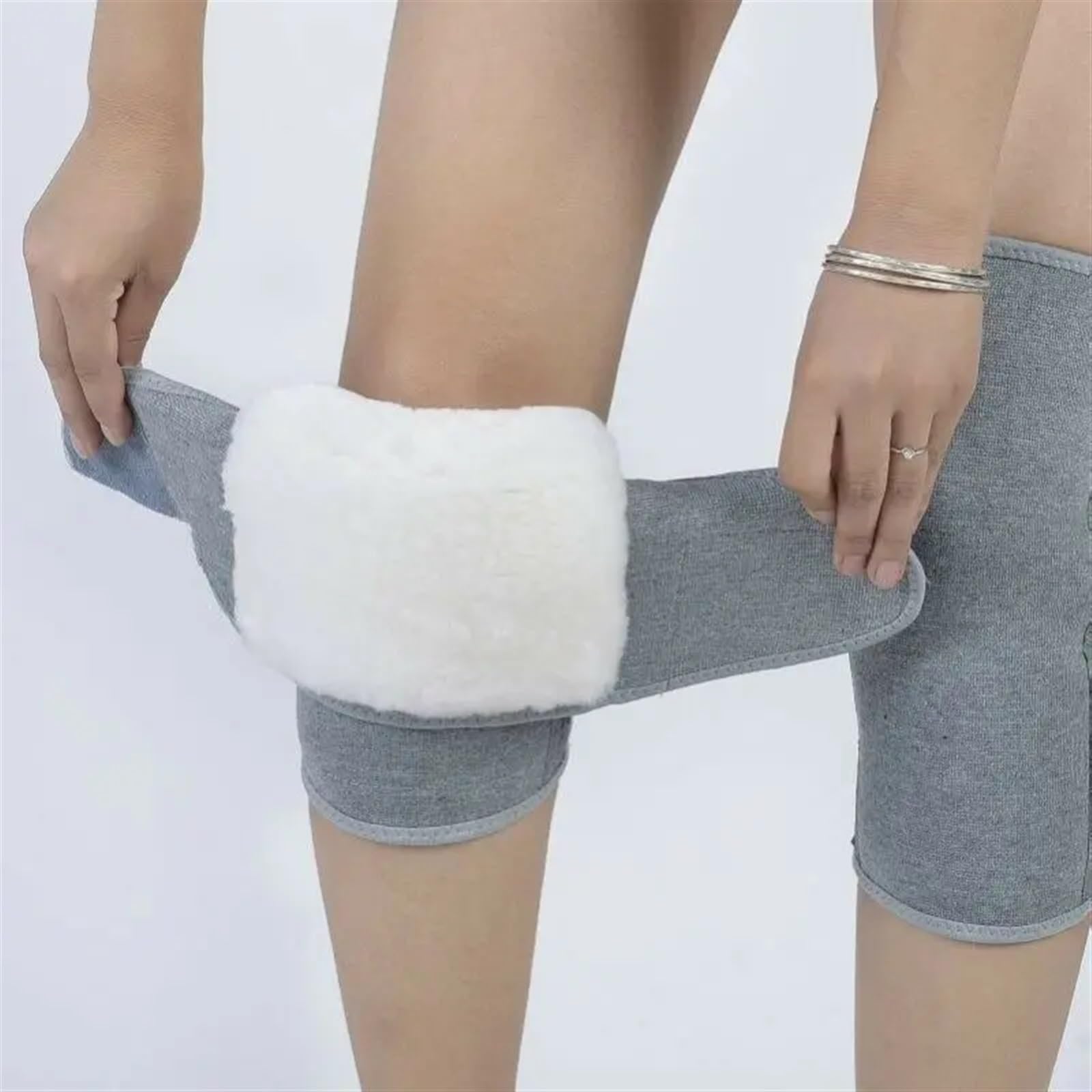 Scaldamuscoli Uomo Donna Inverno Pelle di pecora Lana Termica Articolazioni del ginocchio Scaldamuscoli Cuscinetti flessibili Protezione Spessa Tinta unita Calore Scaldamuscoli per Ginocchia Artritich