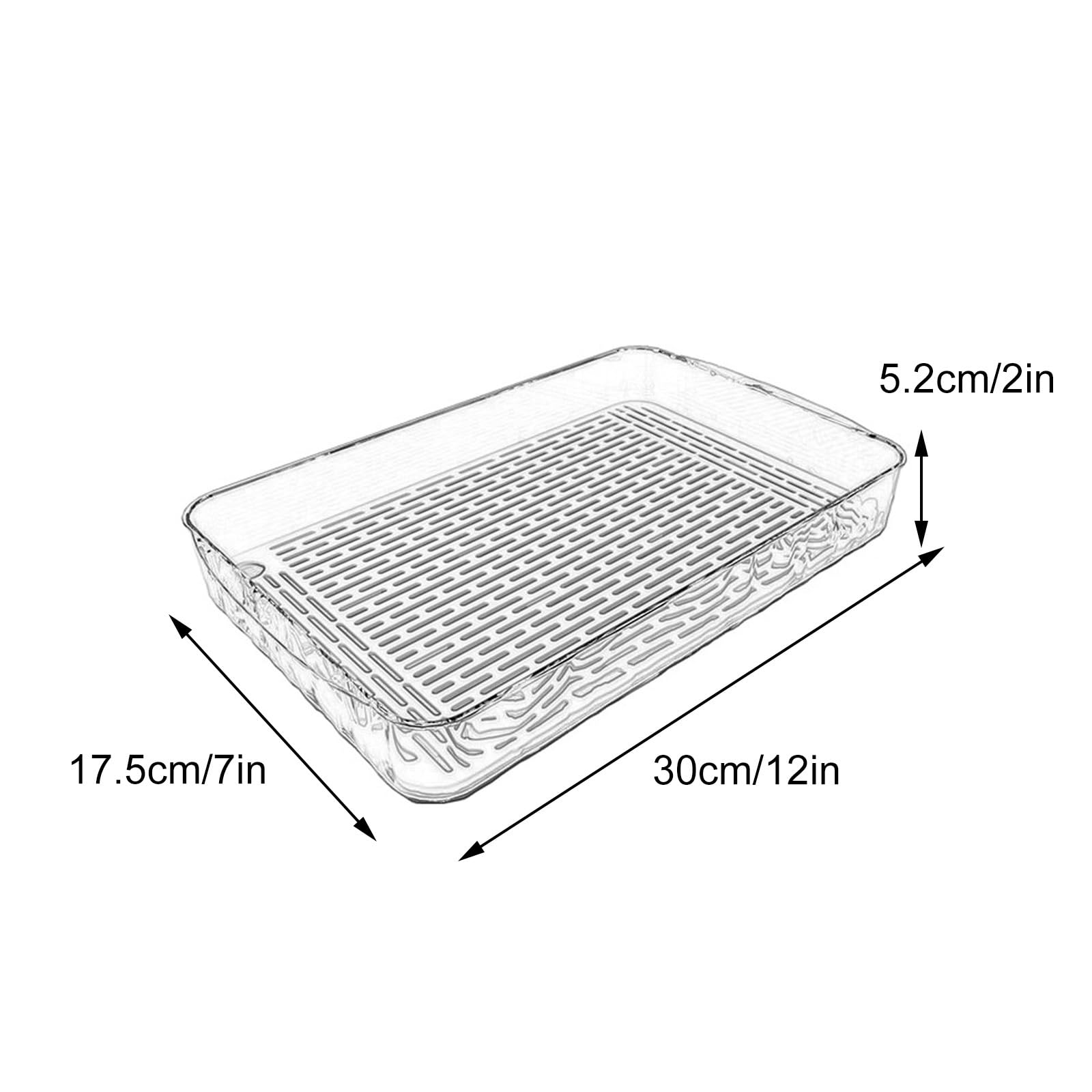 Przezroczysta plastikowa taca PET, prostokątna ze zdejmowanym ociekaczem, idealna na przyjęcia herbaciane i blaty łazienkowe (17,5 x 30 x 5,2 cm)