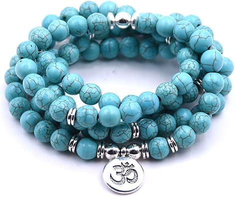 Mala Ketting | armband | Ohm OM | Lotus | Buddha | Levensboom - edelsteen rozenkwarts / turkoois / keizer jaspis Mala Ketting | armband | Ohm OM | Lotus | Buddha | Levensboom - edelsteen rozenkwarts / turkoois / keizer jaspis