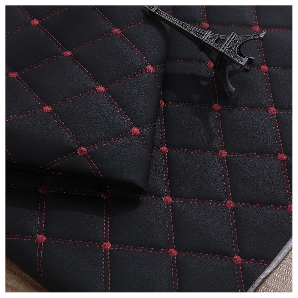 Kunstleder PVC Leder Polster Stoff Lederkonzept Kunstleder Polsterstoff Gesteppt Kaschiert Meterware Möbelstoff Dekostoff, Grau Möbel Textil Meterware(Black,1.4X3m)