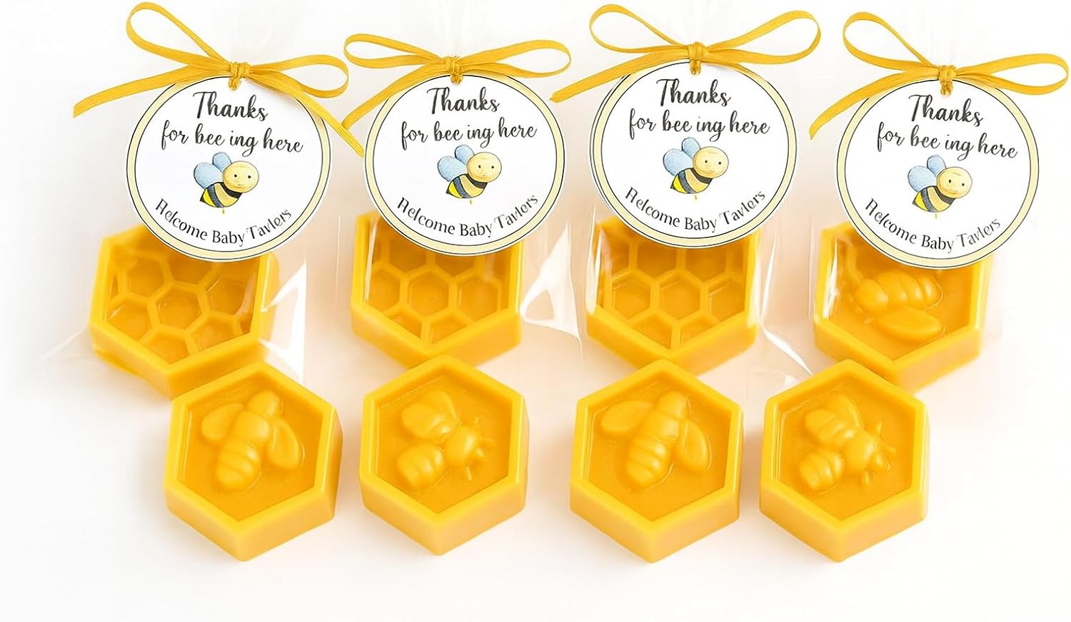 Amy's Bubbling Boutique Honeycomb & Bee Baby Shower Party Favors First Birthday What Will it Bee 10 - Personalized Tags Soaps Gender Reveal