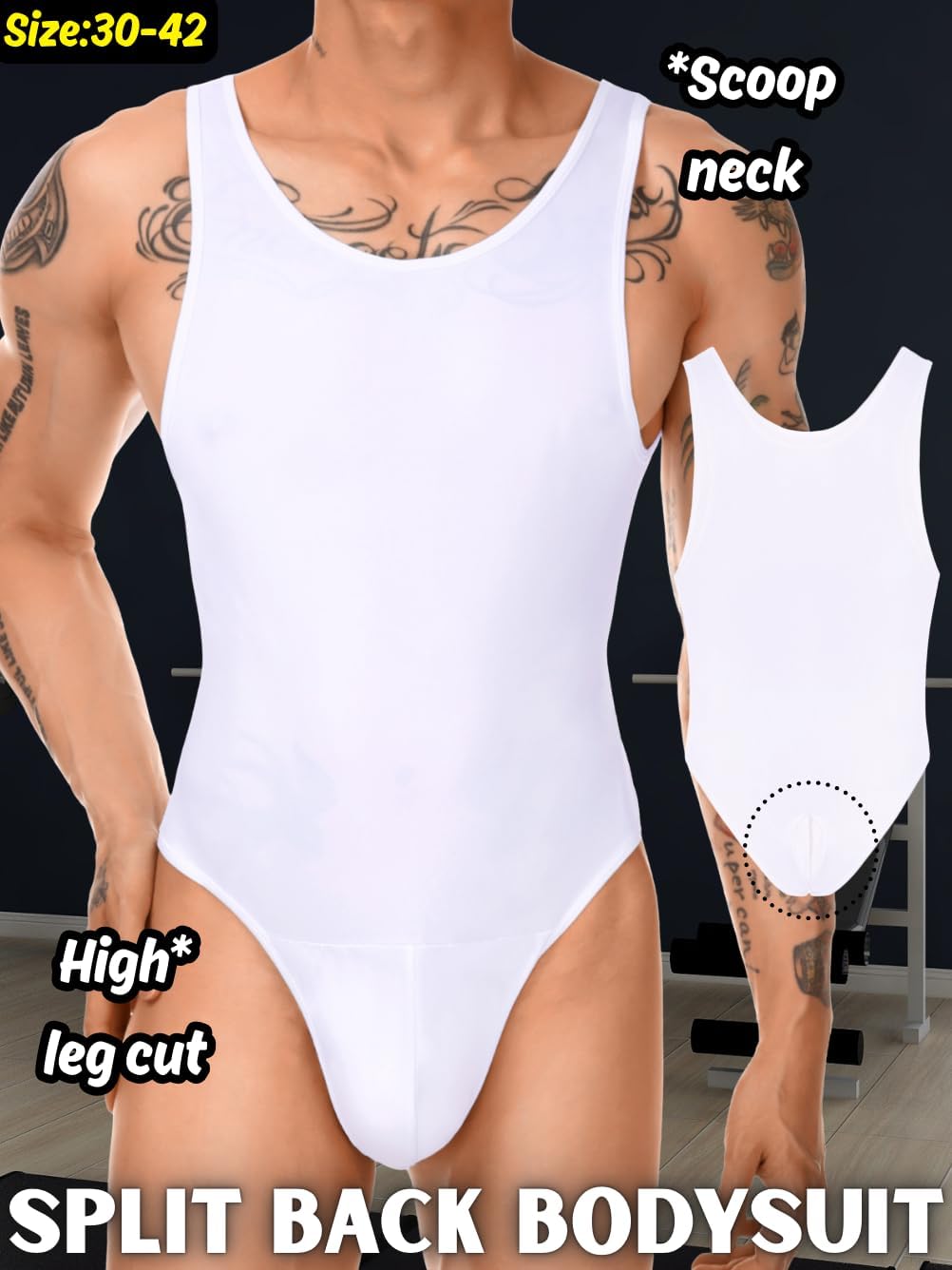 Mens Thong Bodysuit, G-String High Cut Sexy One Piece Lingerie, Semi Sheer Breathable Leotard Underwear - Image 2