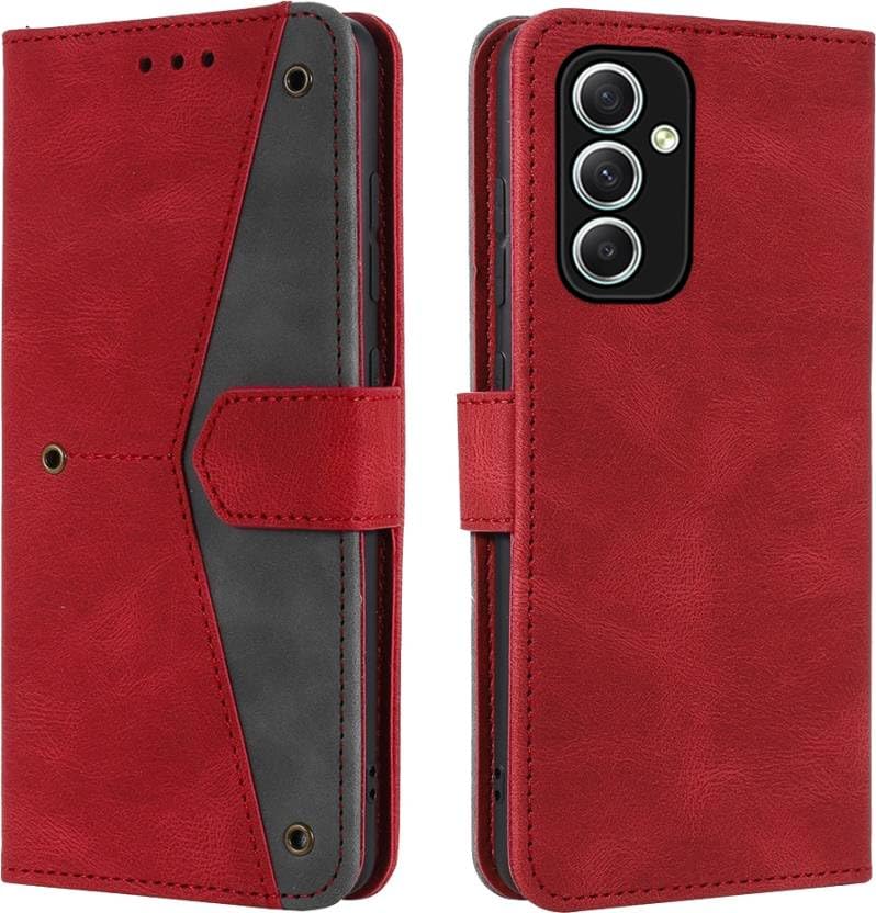 RAHISHI Flip Cover Compatible for Samsung Galaxy M14 5G Stylish Cover for Girls Demand for Boys Executive Red, Magnetic Closure
