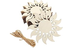30 Pack 4 Inch Unfinished Wood Sun Cutouts for Summer Craft
