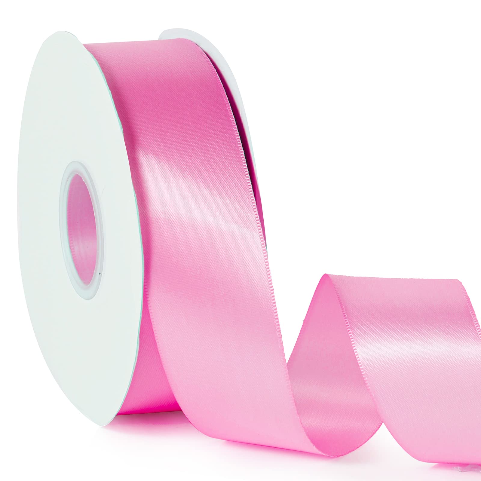Peach Pink 1-1/2'' X 50 Yards Solid Color Thick Satin Ribbon, Double Faced High Density Polyester Fabric Ribbon for Gifts Wrapping, Wedding, Party, Crafts, Hair Bows, Home DIY Decor Ornaments