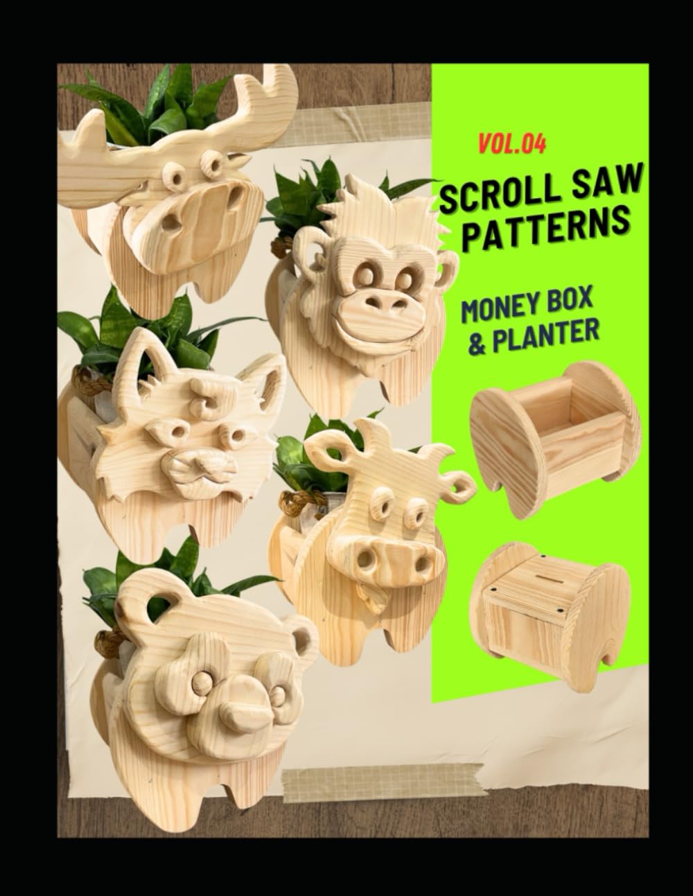 Animal Scroll Saw patterns: Money bank & Planter: Vol.4