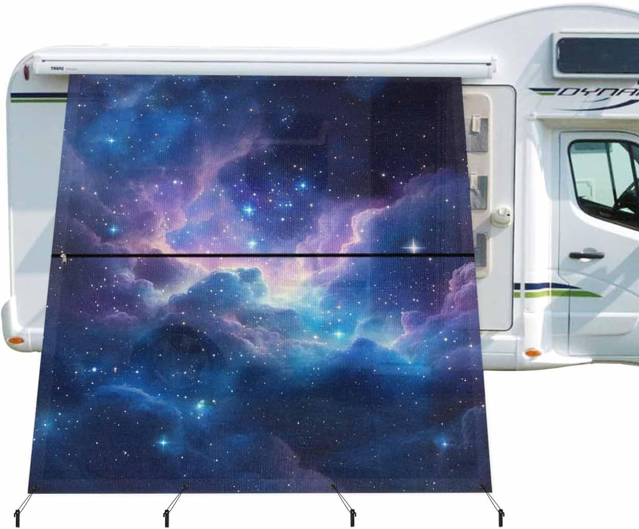 RV Awning Sun Shade Screen 9'X7' Ombre Purple Galaxy Mesh Sunscreen Starry Night Awning Shade Screen with Zipper UV Blocker Completed Kits Universal Outdoor Canopy for RV Motorhome Camper Travel