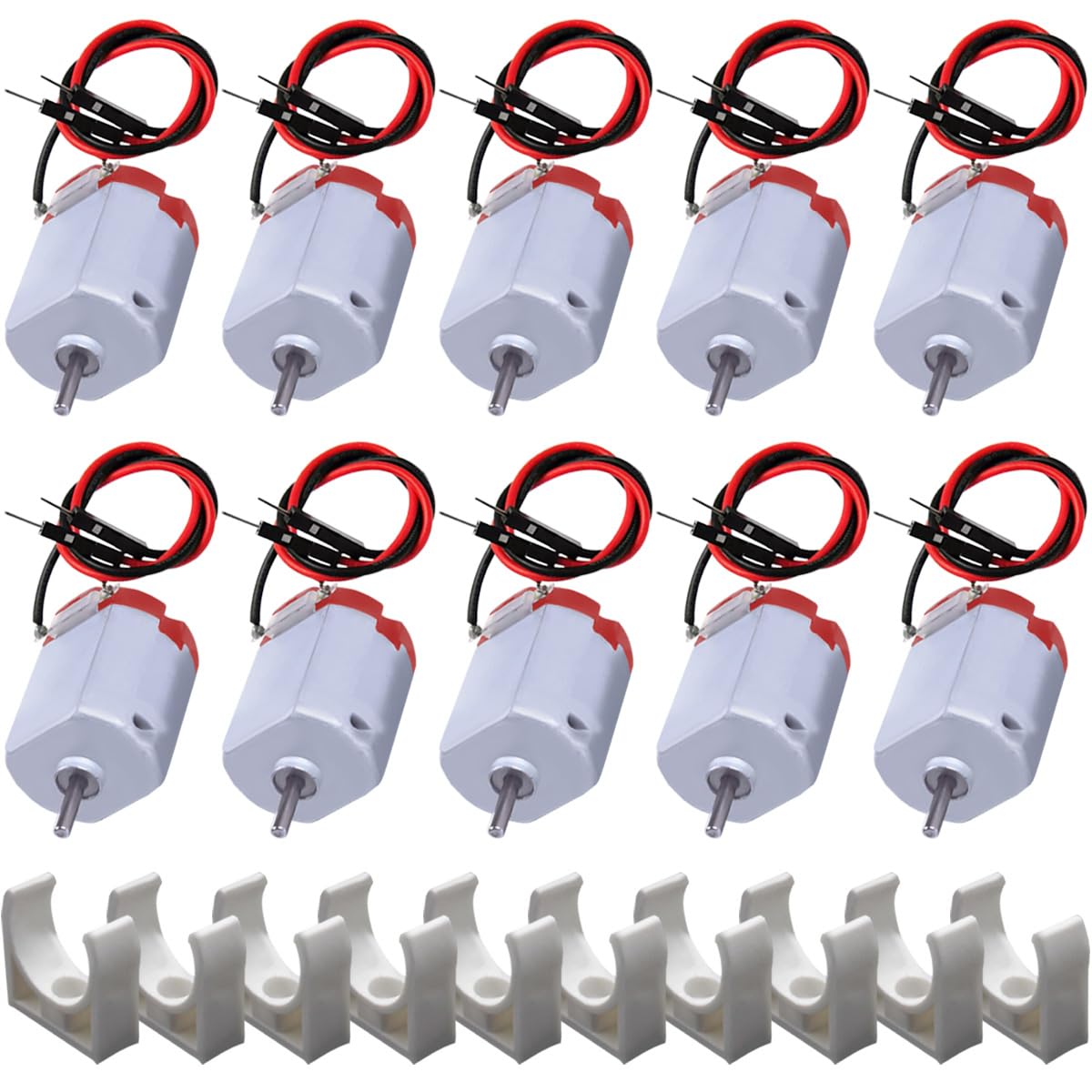 JYUDAUFU 10 Pcs 130 Mini Motor DC 3 V Micro Motor 22000 RPM Small Electric Strong Magnetic Red Tail Shell Motor with Bracket, for RC Toy Car/Robot/Mini Fan/DIY/Test/for Arduino