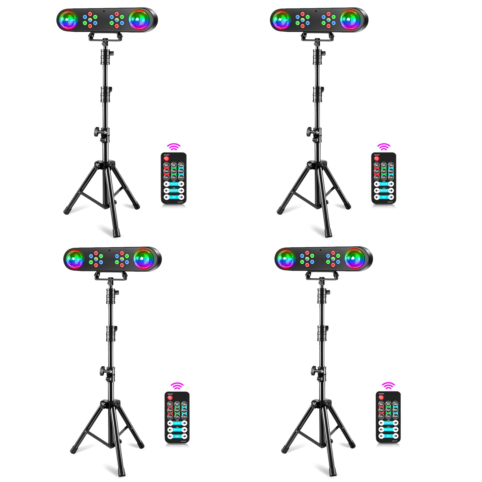 DJ Lights with Stand, 4 in 1 Rotating Colorful Disco Ball Party Light DJ Disco Lights Remote DMX Sound Activated Control Strobe LED Par Light