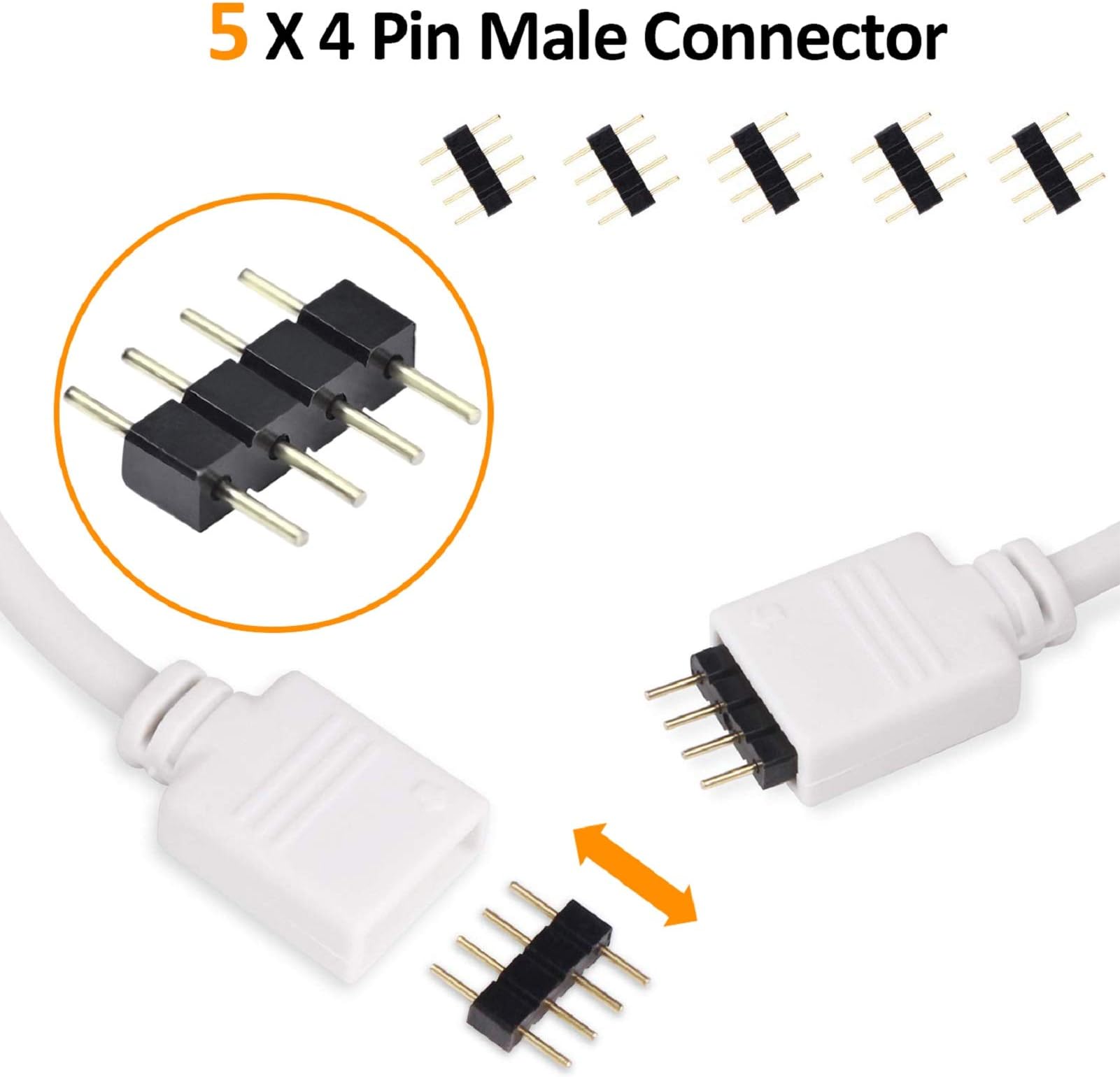 REDTRON RGB LED Strip Light Kit - Includes L, T Connectors, 2M LED Extension, Jumpers & Male Connectors