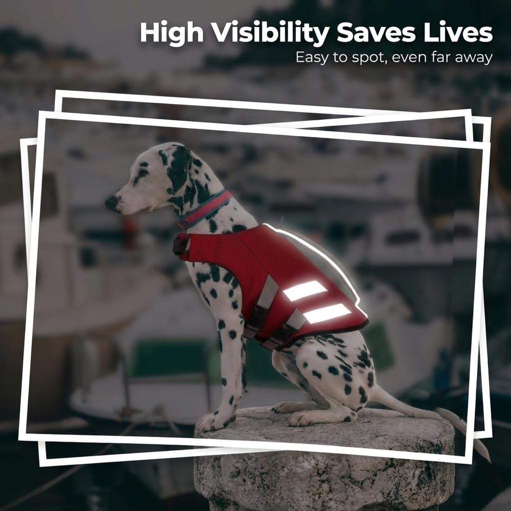 LeLePet Dog Life Jacket, High Flotation Dog Life Vest for Swimming, Boating, Ripstop Reflective Pet Swim Vest for Small Medium Large Dogs Pool Floats Adjustable Swimming Vest for Dogs Water Safety