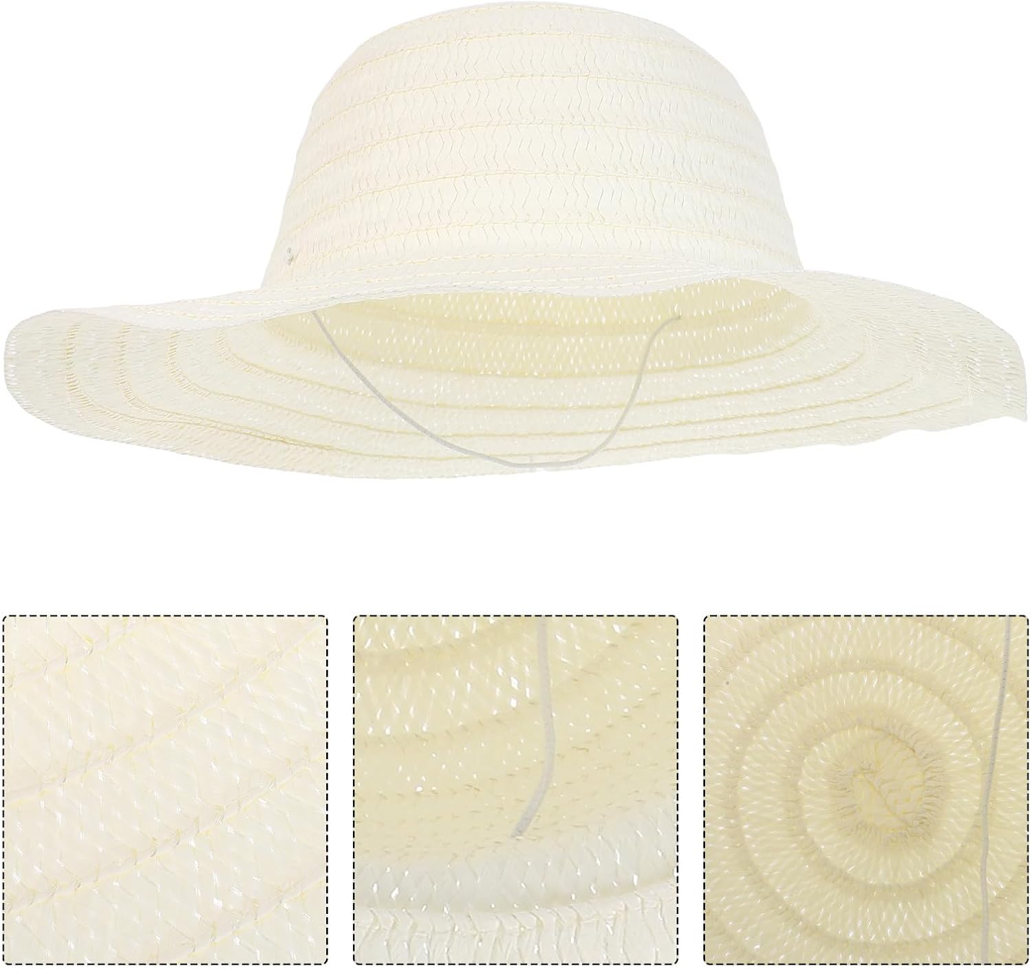 Garneck 12pcs DIY Straw Hat for Men with Wide Brim, Adjustable and Comfortable Pp Material, Hand-Painted Graffiti Design for Summer Beach Sun Protection and Birthday Party Decoration Beige