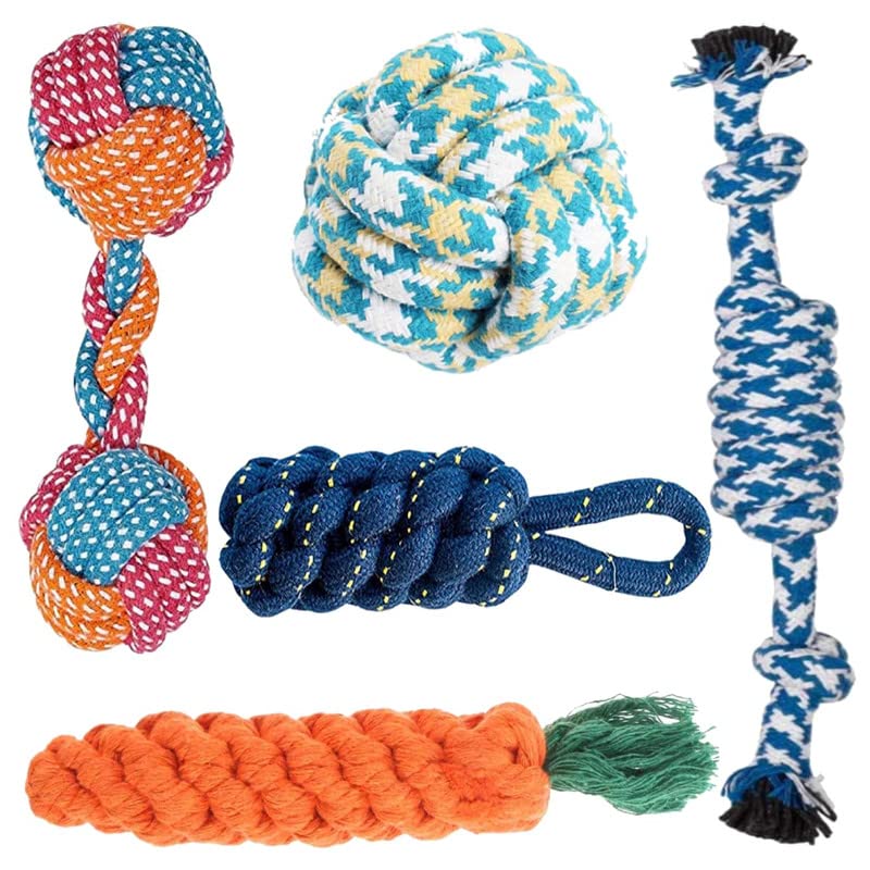 Dog Trust Dog Toys + Dog Chew Toys + Puppy Teething Toys + Rope Dog Toy + Dog Toys for Small to Medium Dog Toys + Dog Toy Pack + Tug Toy + Dog Toy Set + Washable Cotton Rope for Dogs (5 Pack) (B09TJ3VRM7) Amazon Price History, Amazon Price Tracker
