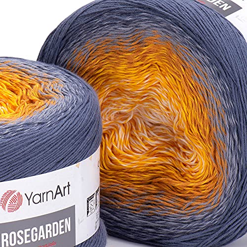 Image of Yarn Art Flowers Rosegarden 100% Cotton 250gr 8.80 oz 1094yds Multicolor Cotton Yarn Rainbow Crochet Yarn Spring Summer (326)