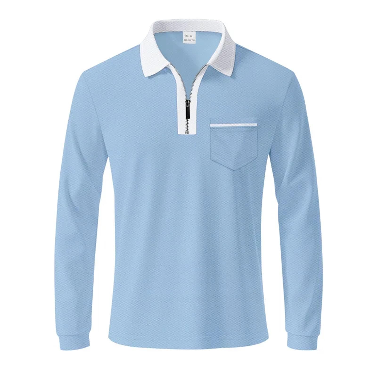 Polo da Golf Uomo a Maniche Lunghe, Classica in Stile Britannico, con Cerniera, Traspirante e ad Asciugatura Rapida per Golf Tennis