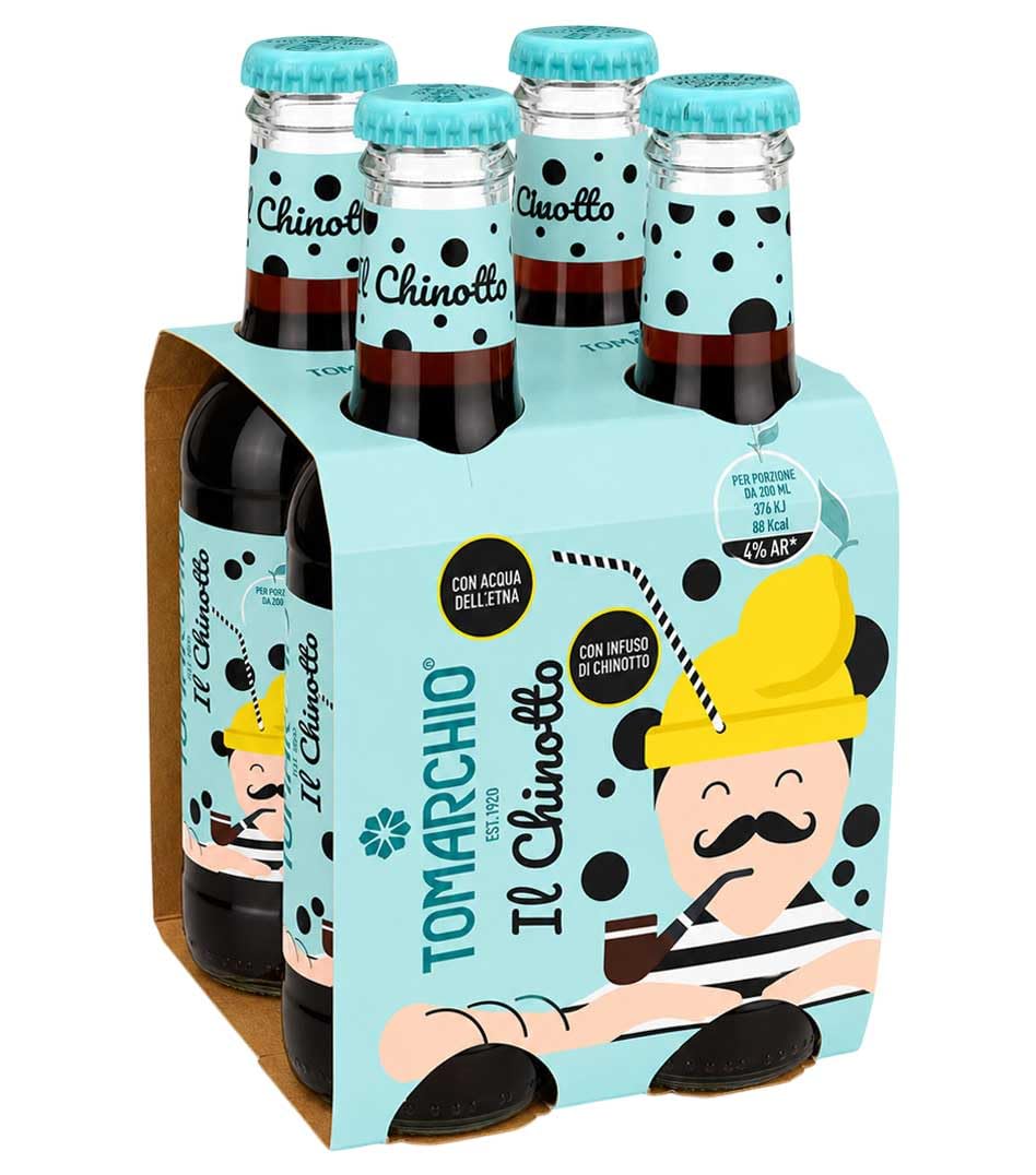 Chinotto per TOMARCHIO Bibita Analcolica Gassata in Vetro, 24 Bottiglie da 200 ml, con Infuso di Chinotto - Gusto Agrumato e Intenso